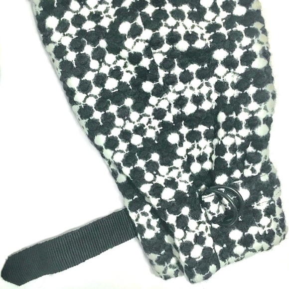 AKRIS PUNTO Blazer Jacket Tweed Dot Embroidered Wool Belted Waist Black White 8 - Picture 15 of 16